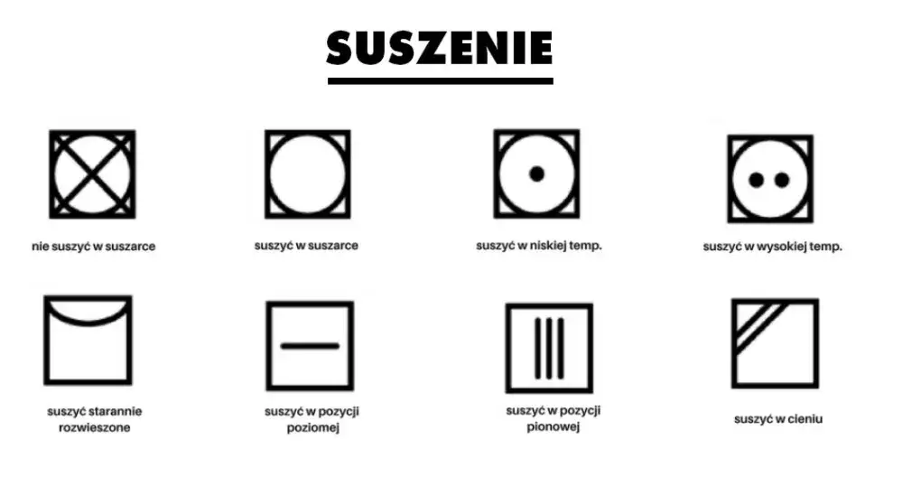 symbole prania i suszenia na metce kołdry