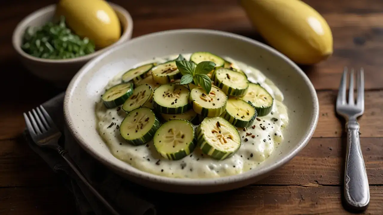 Zdjęcie Łatwy przepis na cukinię w sosie śmietanowym - smaczne danie