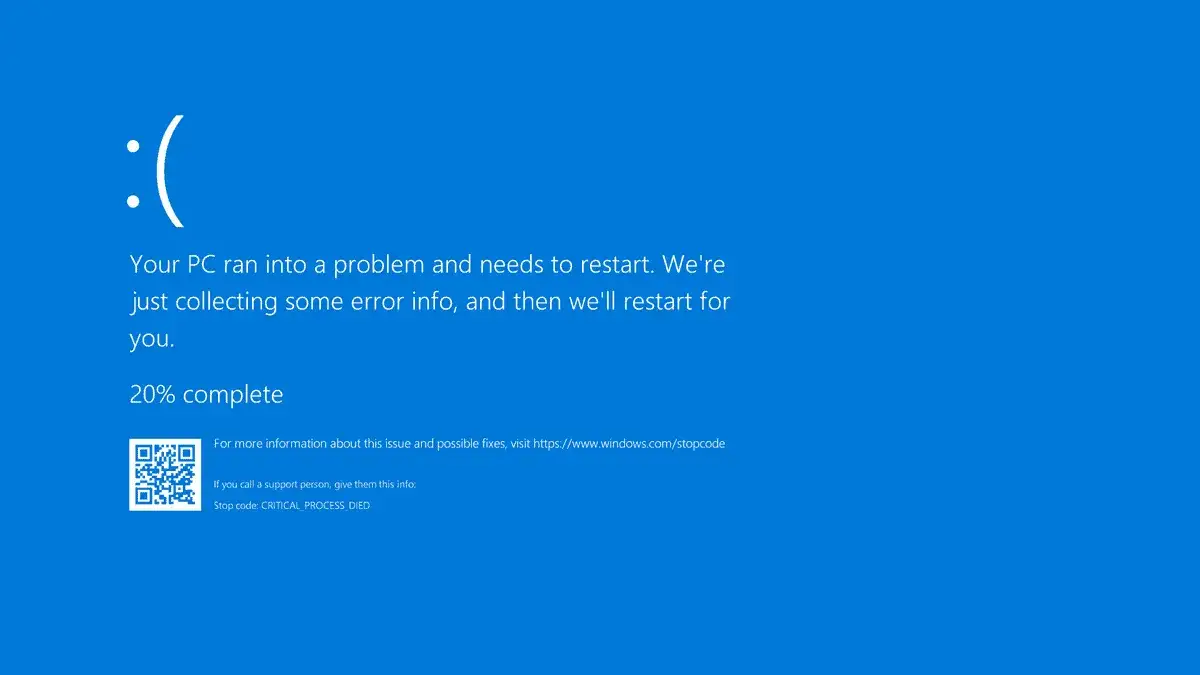 windows update error screen