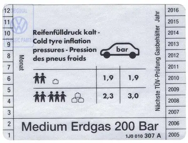 tabliczka znamionowa ciśnienia opon samochód