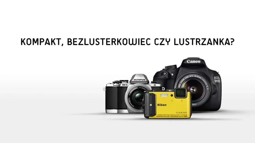 różne typy aparatów fotograficznych lustrzanka bezlusterkowiec kompakt