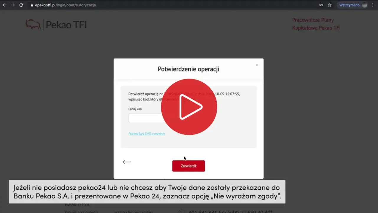 Pekao TFI serwis transakcyjny lub oddział banku