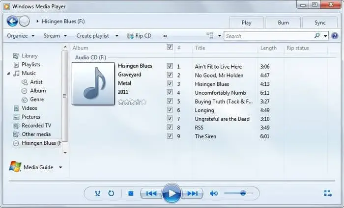 windows media player zgrywanie płyty cd