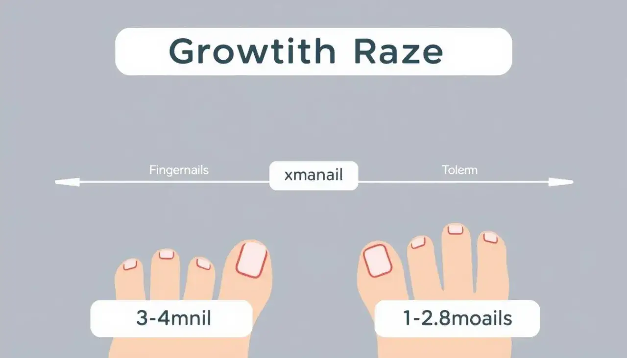 różnica w tempie wzrostu paznokci u rąk i stóp infografika