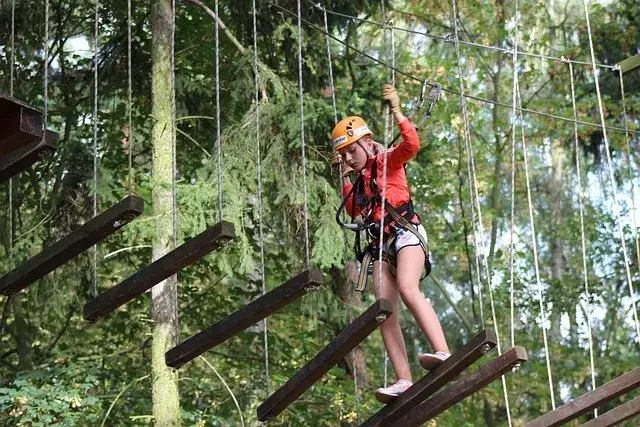 dziecko w uprzęży park linowy
