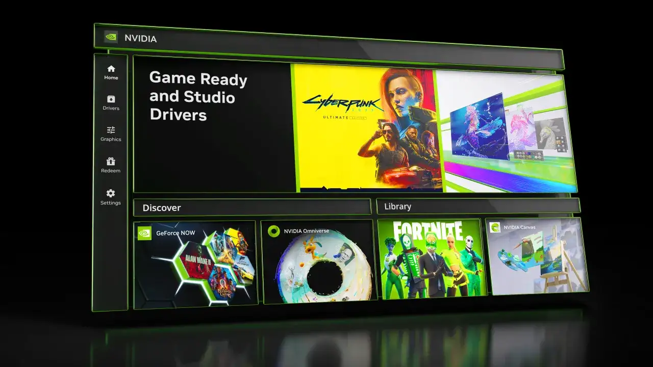 NVIDIA App GeForce Experience interfejs