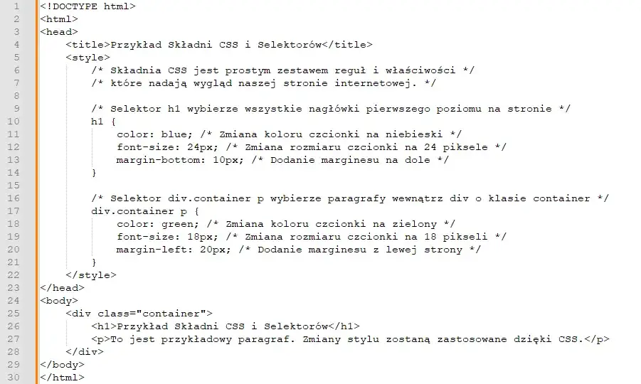 Przykłady kodu CSS do zmiany czcionki