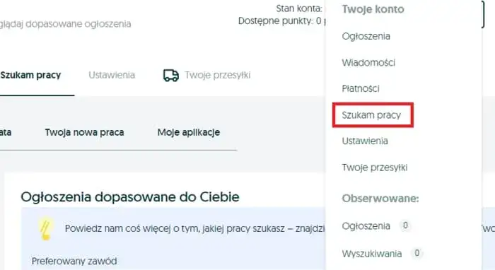 OLX aplikacja z CV vs szybka aplikacja