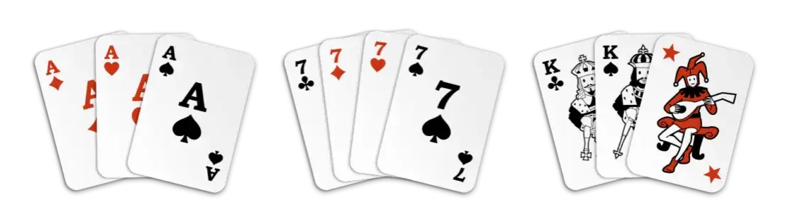 układy kart Joker sekwensy zestawy