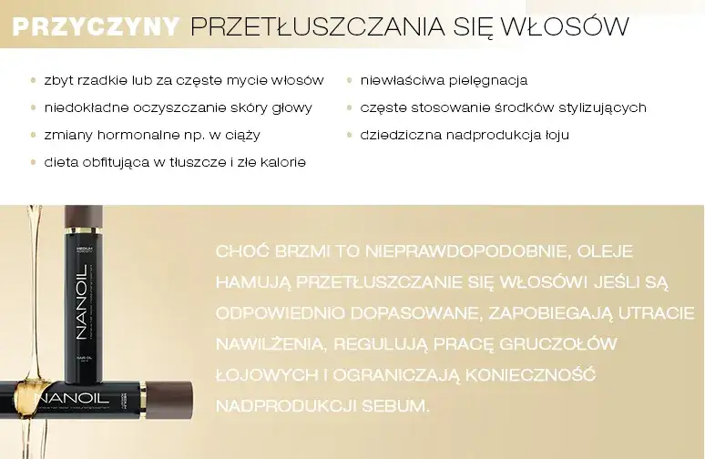 przyczyny przetłuszczania się włos&oacute;w infografika