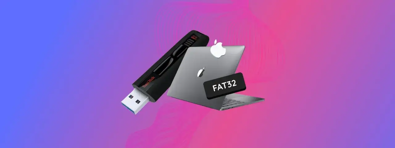 Pendrive SanDisk i MacBook z etykietą FAT32. Dowiedz się, gdzie znaleźć pendrive na Macu i jak go sformatować.