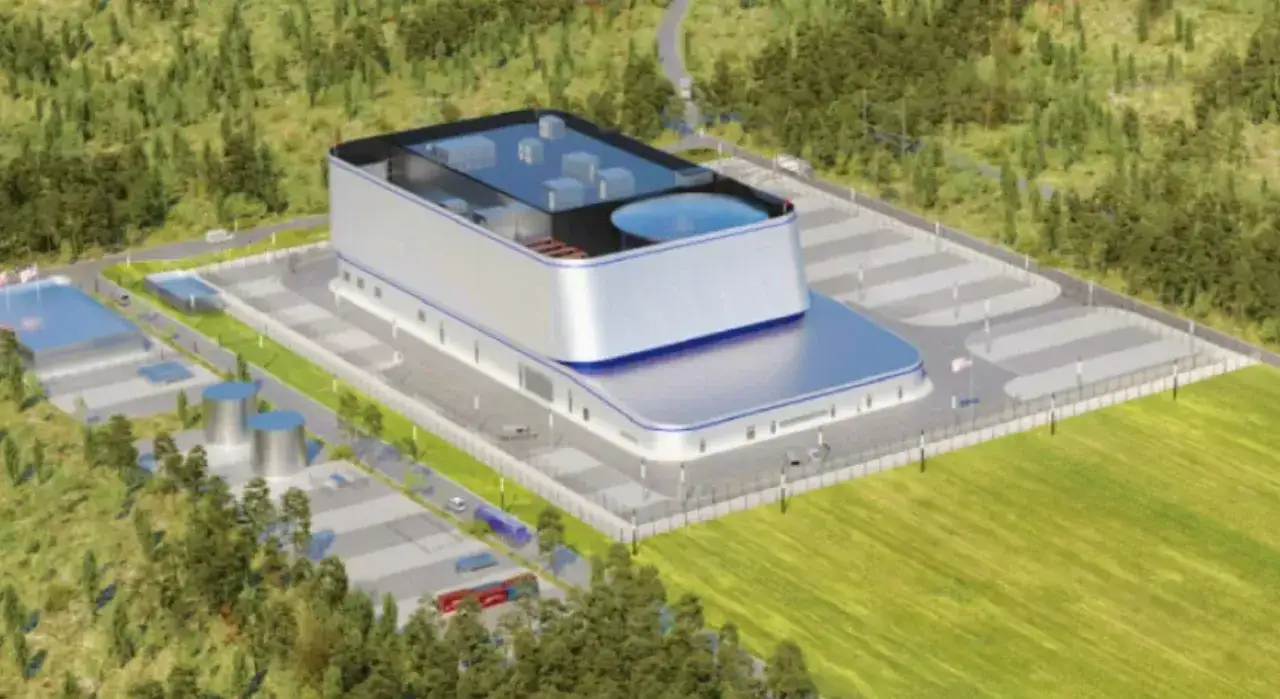 Wizualizacja małych reaktor&oacute;w modułowych (SMR) lub budowa elektrowni jądrowej