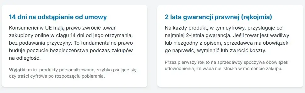 wyjątki od prawa zwrotu, zakaz zwrotu towaru