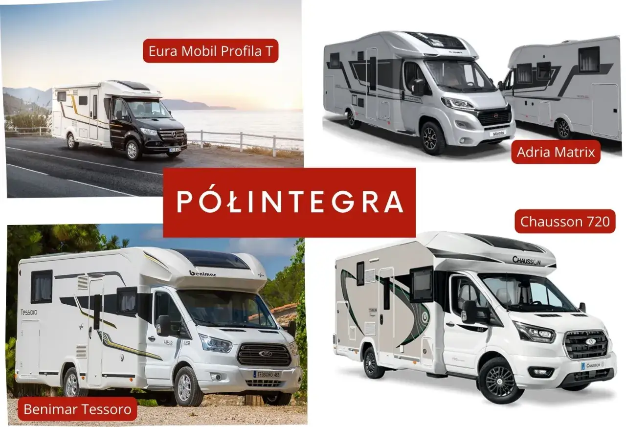 R&oacute;żne rodzaje kamper&oacute;w: Eura Mobil Profila T, Adria Matrix, Benimar Tessoro, Chausson 720. Poznaj te p&oacute;łintegry.
