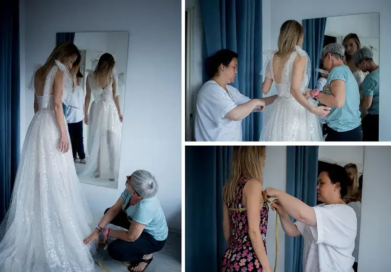 krawcowa dopasowująca suknię ślubną