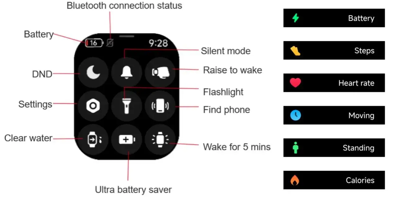 ikona bluetooth smartwatch ustawienia