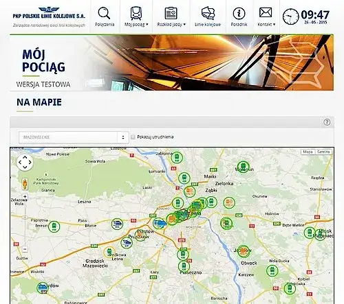 śledzenie pociągu online mapa