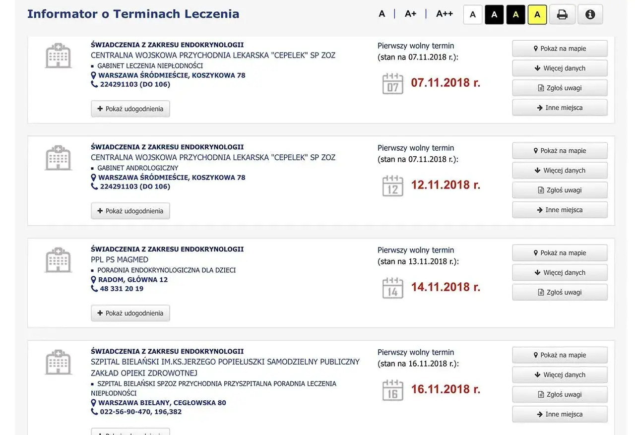 nfz informator terminy leczenia