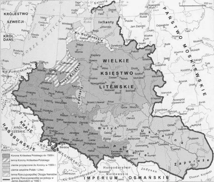 Mapa Rzeczpospolita Obojga Narodów XVI wiek