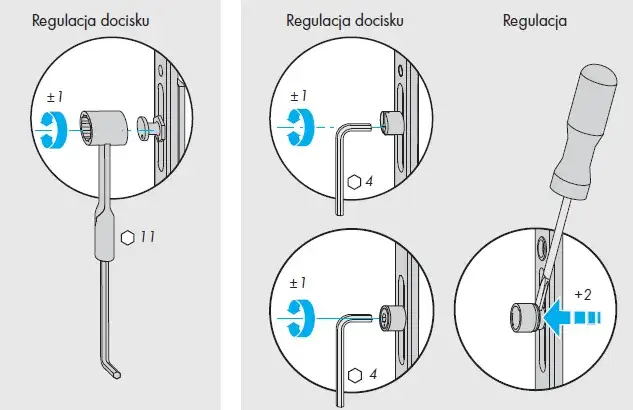 punkty regulacji okna PCV schemat