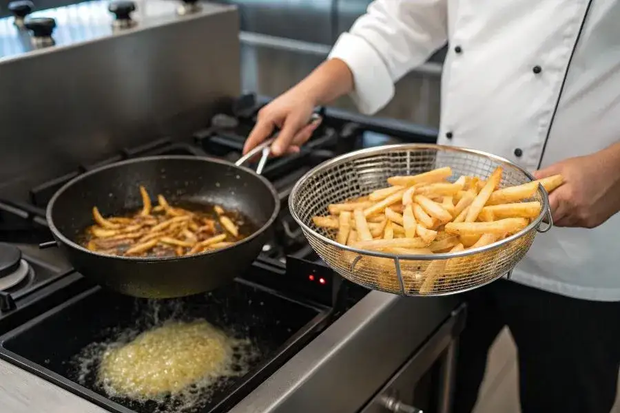 Podwójne smażenie frytek - etapy