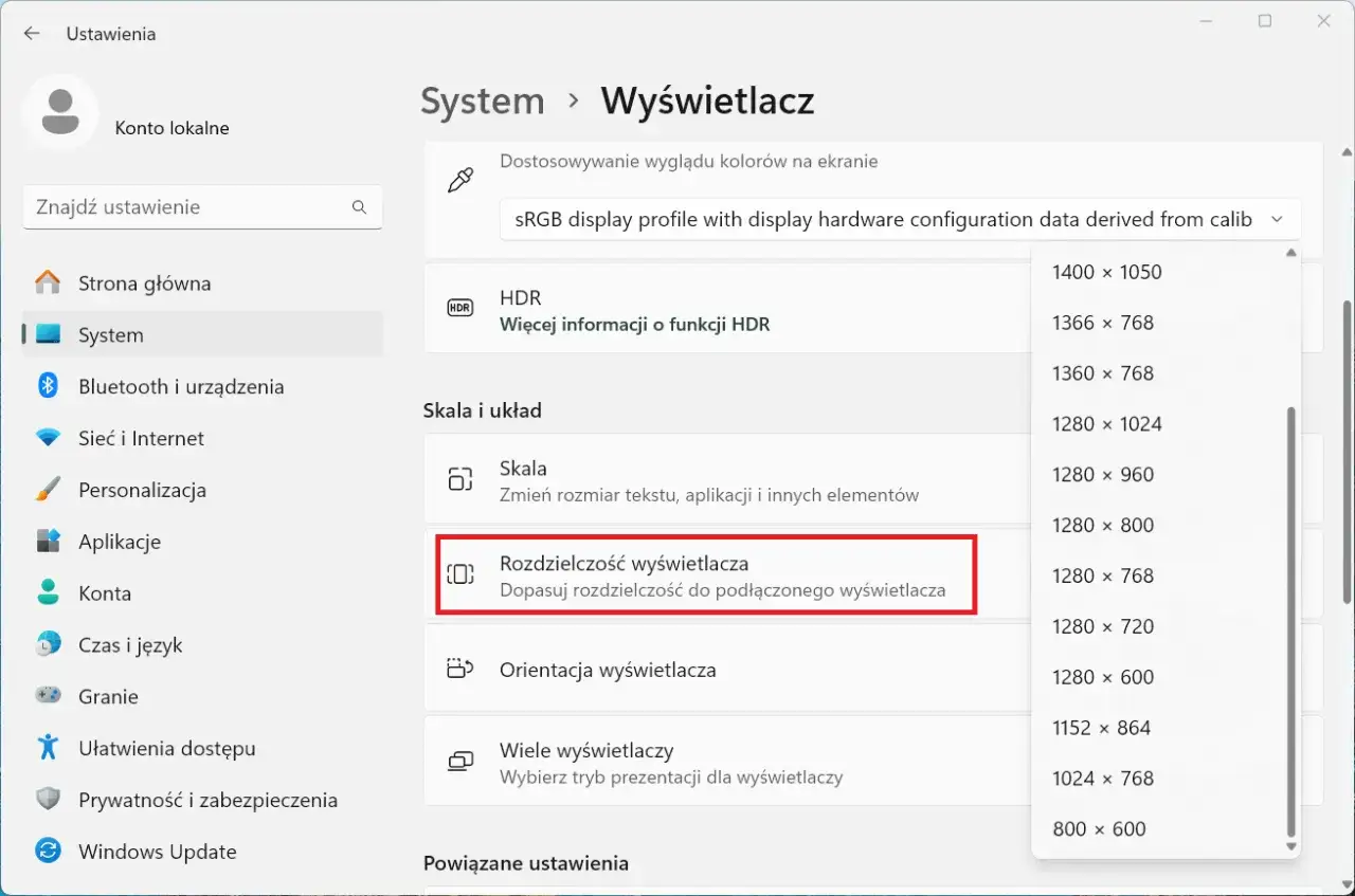 ustawienia skalowania windows 11