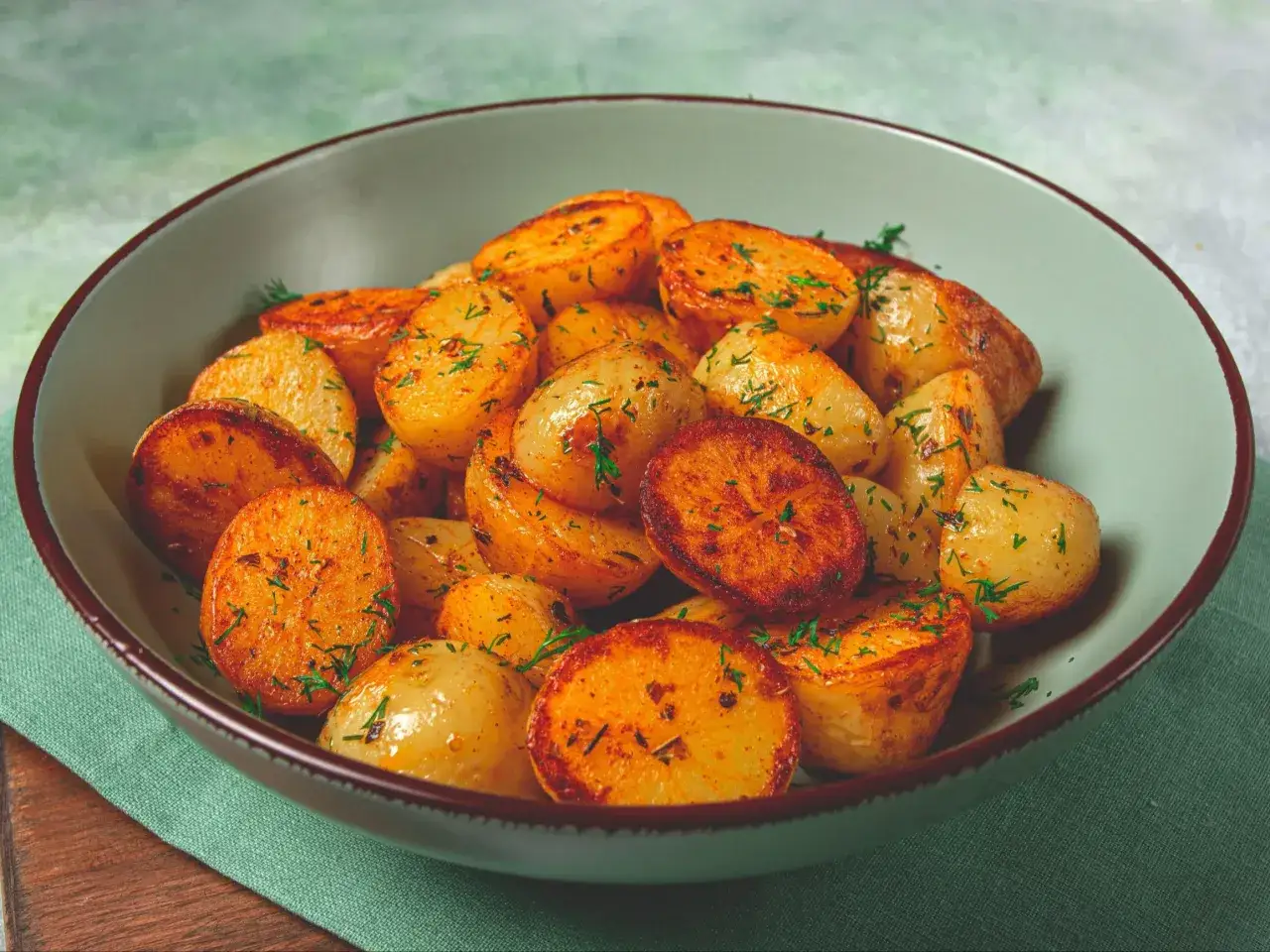Chrupiące, złociste ziemniaki z ziołami. Idealne jako dodatek, dzięki najlepszym przyprawom do pieczonych ziemniaków.