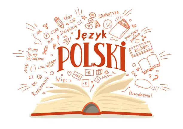 książki i symbole języka polskiego, abstrakcyjna grafika