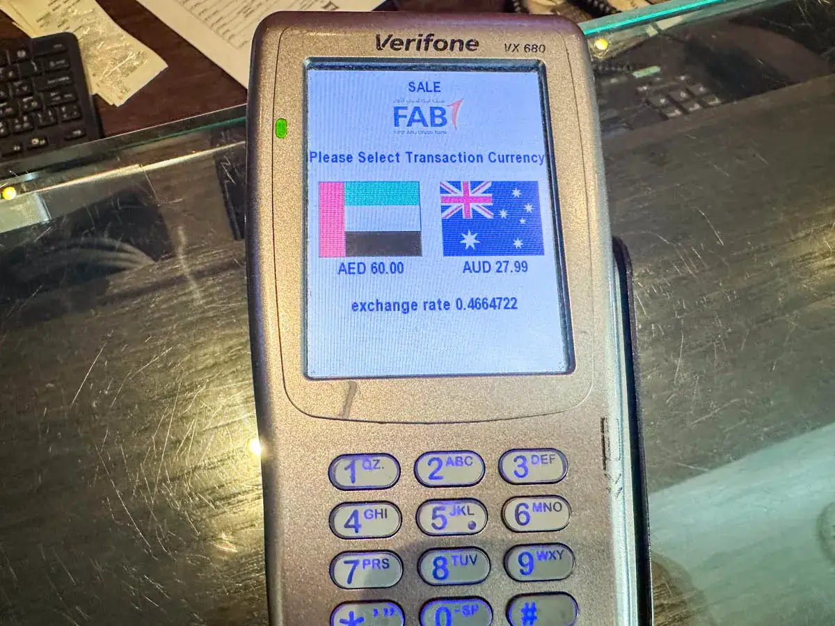 DCC dynamic currency conversion terminal