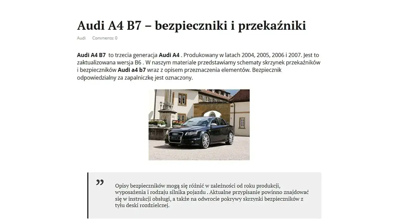 Zdjęcie Gdzie są bezpieczniki w Audi A4 B7? Kluczowe informacje i porady