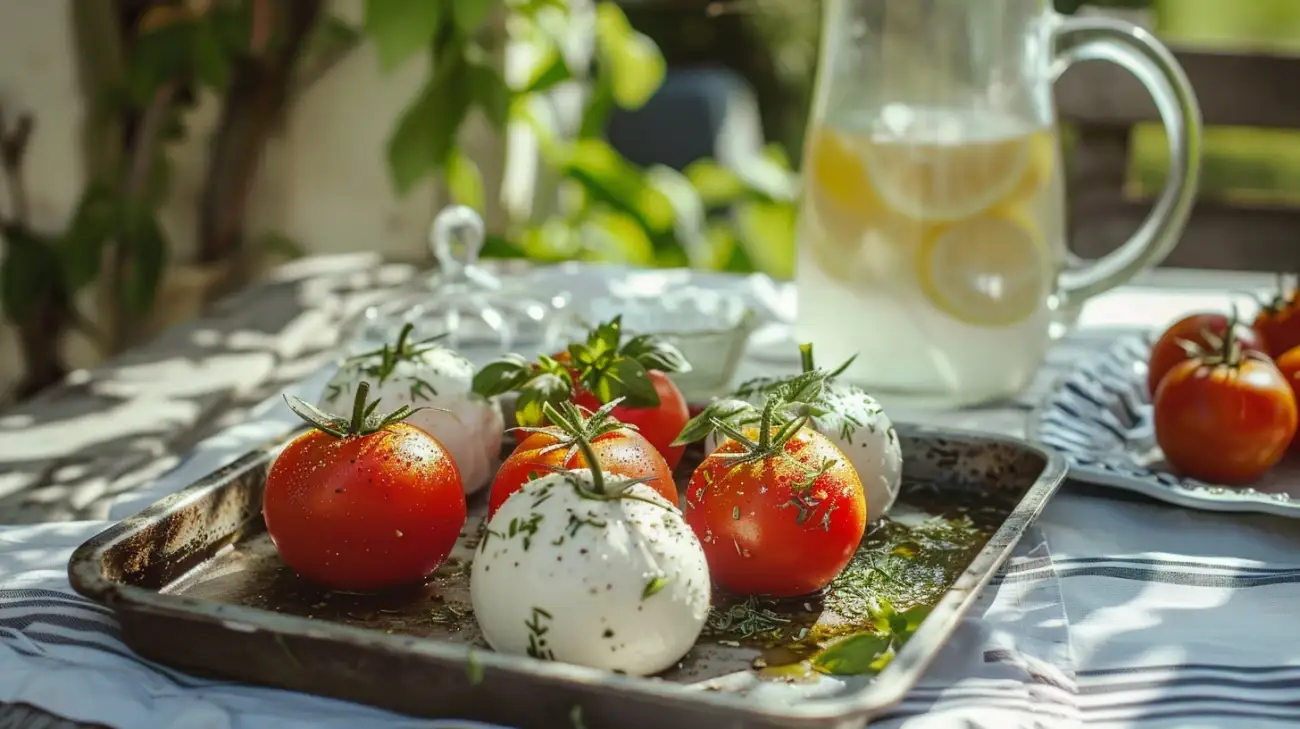 Zdjęcie Pieczone pomidory z mozzarellą: Słoneczna przekąska na każdą okazję