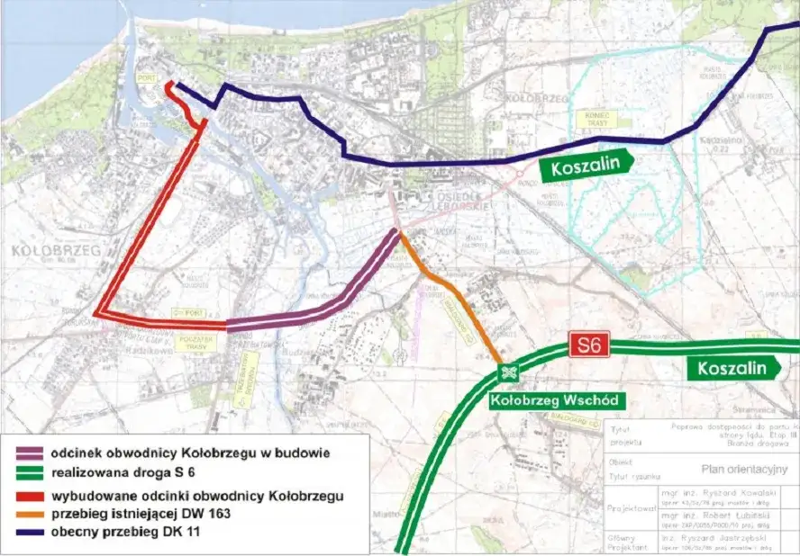 Mapa dróg S6 S11 do Kołobrzegu