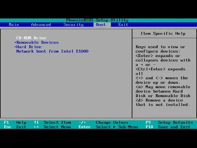 ustawienia bios uefi boot order