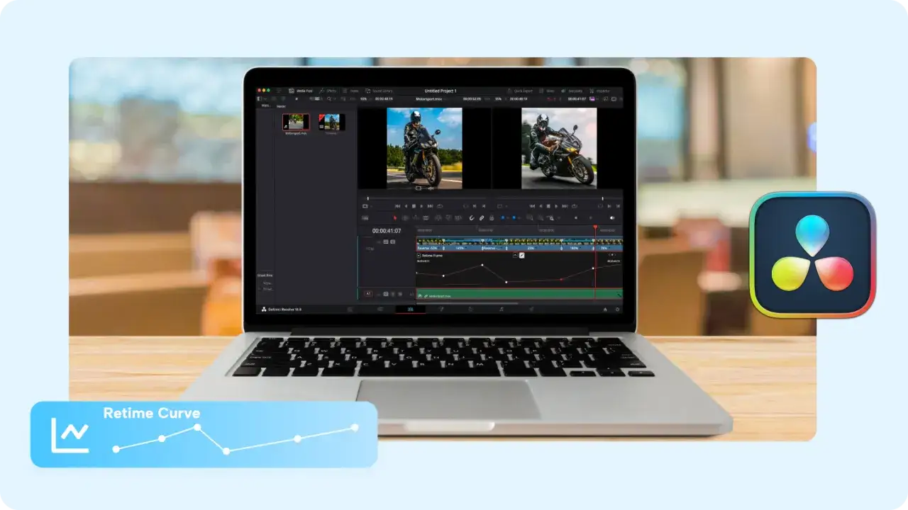 W DaVinci Resolve możesz przyspieszyć film, używając krzywej szybkości (Retime Curve).