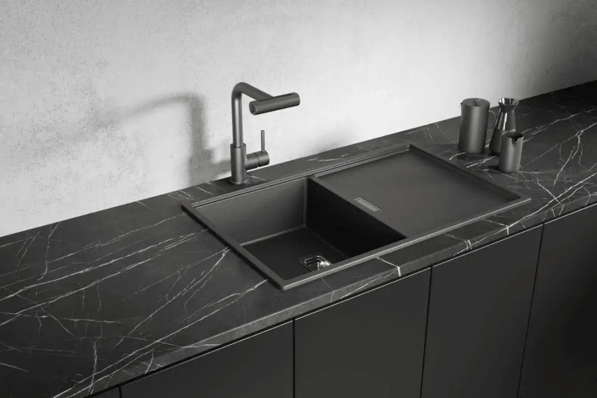 Zlew granitowy po umyciu