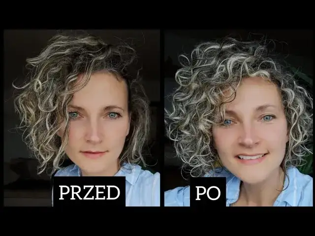 włosy kręcone przed i po wygładzeniu