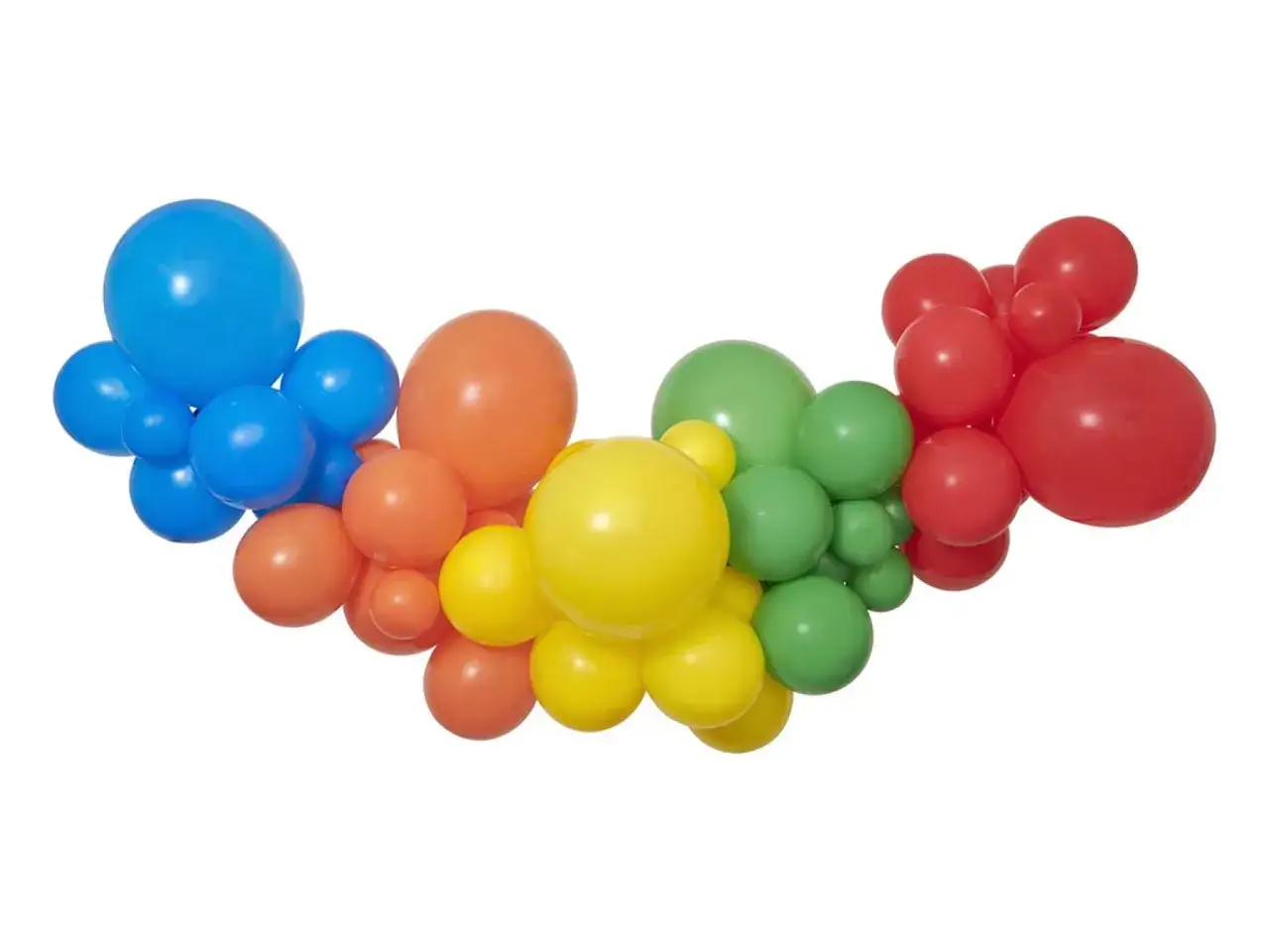 Kolorowa girlanda z balonów, idealna na dekoracje urodzinowe dla dzieci. Radosna tęcza radości!