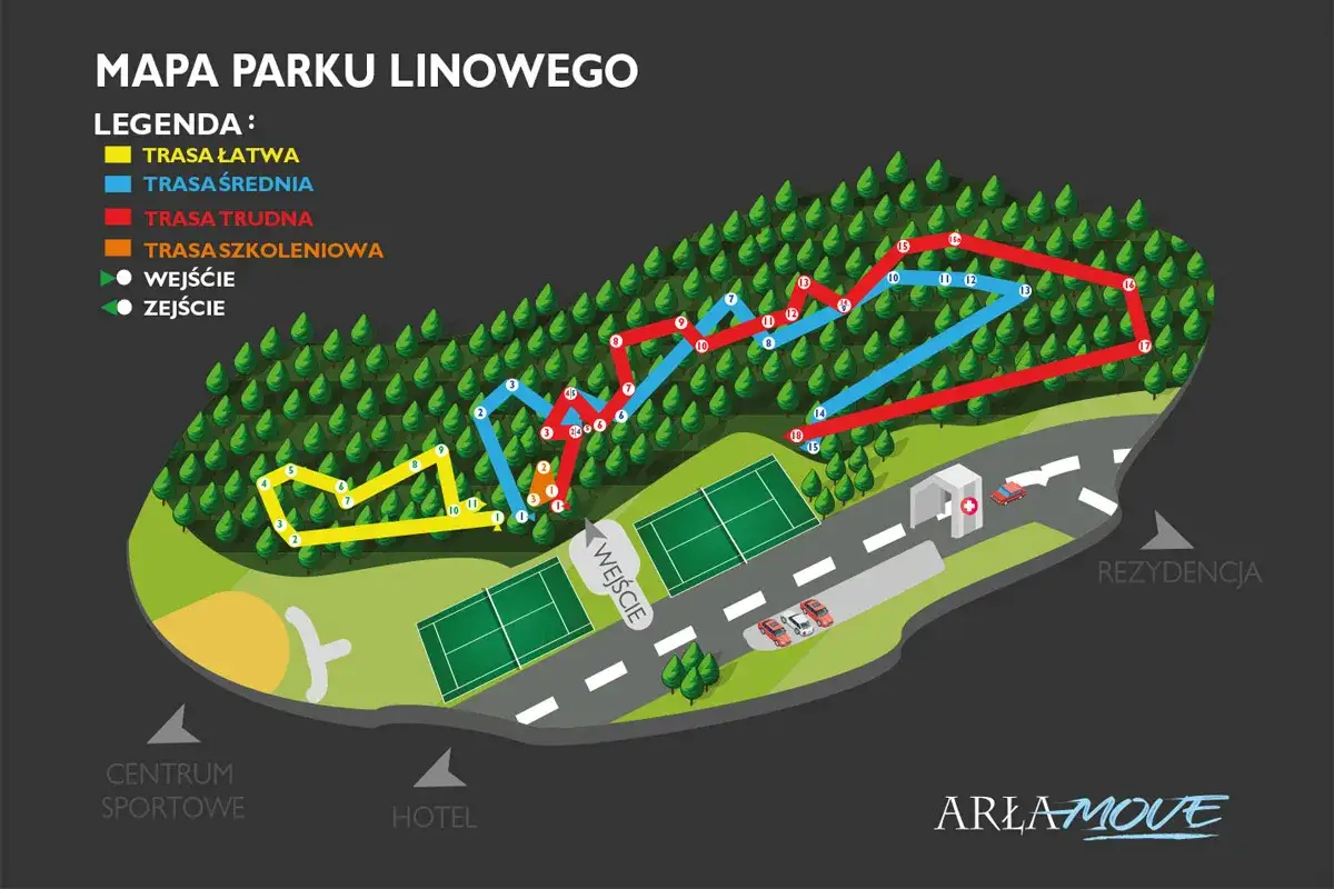 Park Linowy Stary Bór mapa dojazdu Głogów