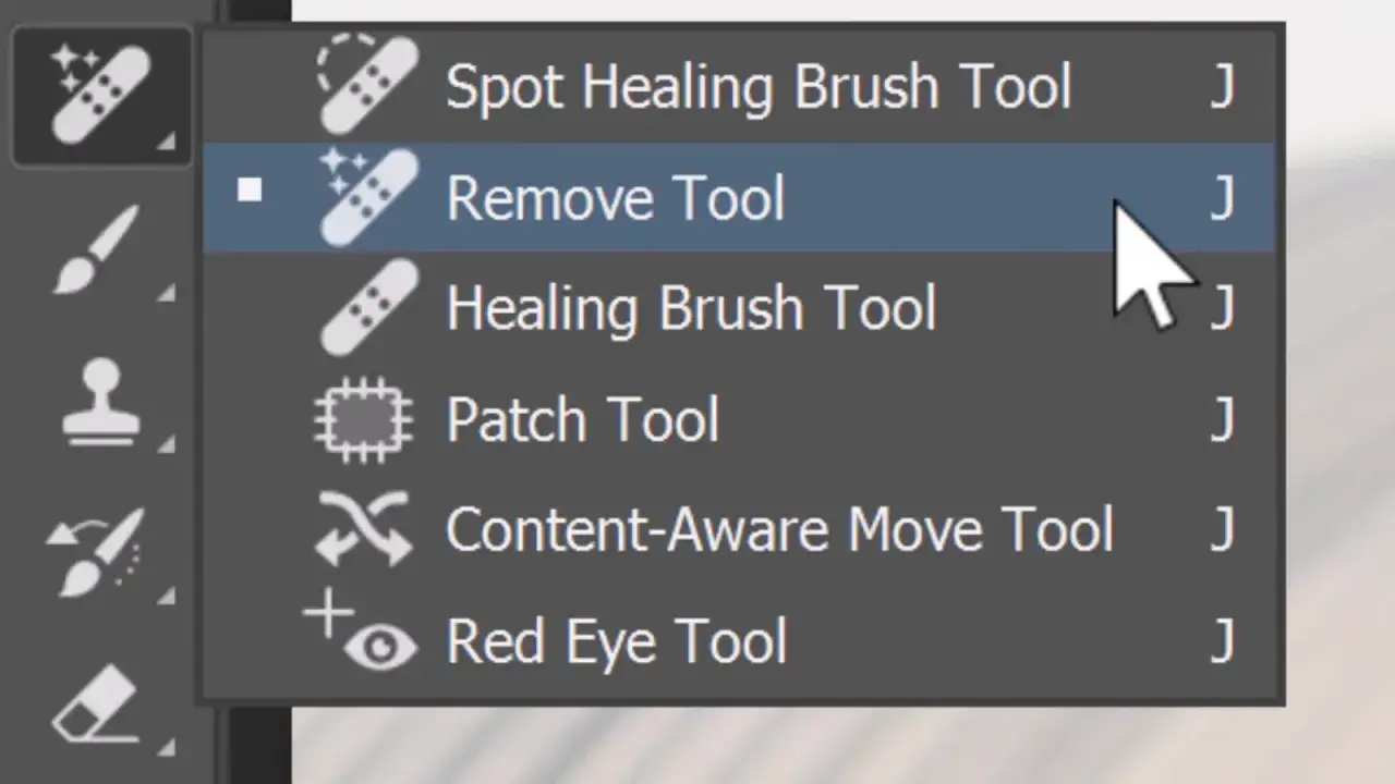 Photoshop narzędzie usuwanie remove tool