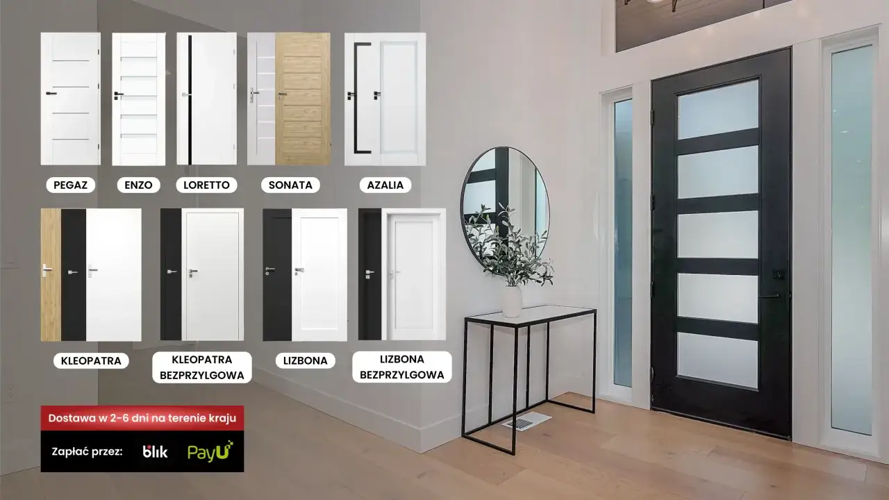 drzwi holenderskie w nowoczesnym wnętrzu