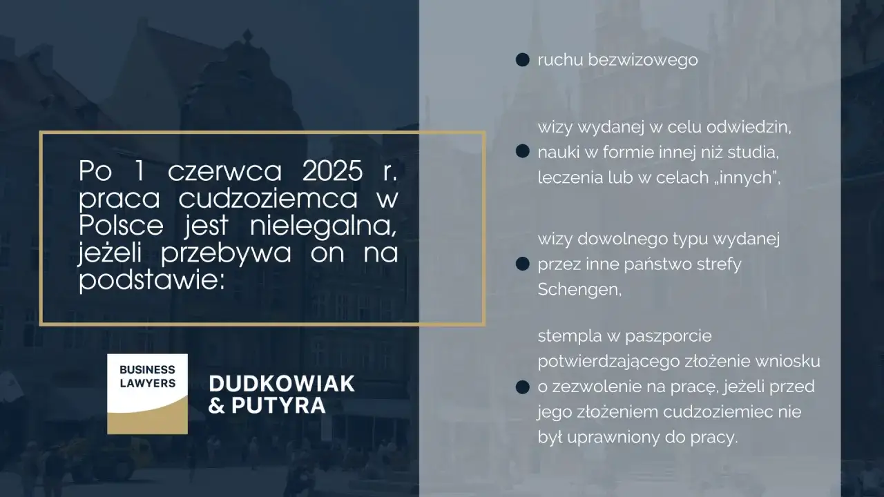 Jak zatrudnić cudzoziemców legalnie? Po 1 czerwca 2025 r. praca cudzoziemca w Polsce jest nielegalna, jeżeli przebywa on na podstawie ruchu bezwizowego, wizy wydanej w celu odwiedzin, nauki, leczenia lub wizy dowolnego typu wydanej przez inne państwo s...