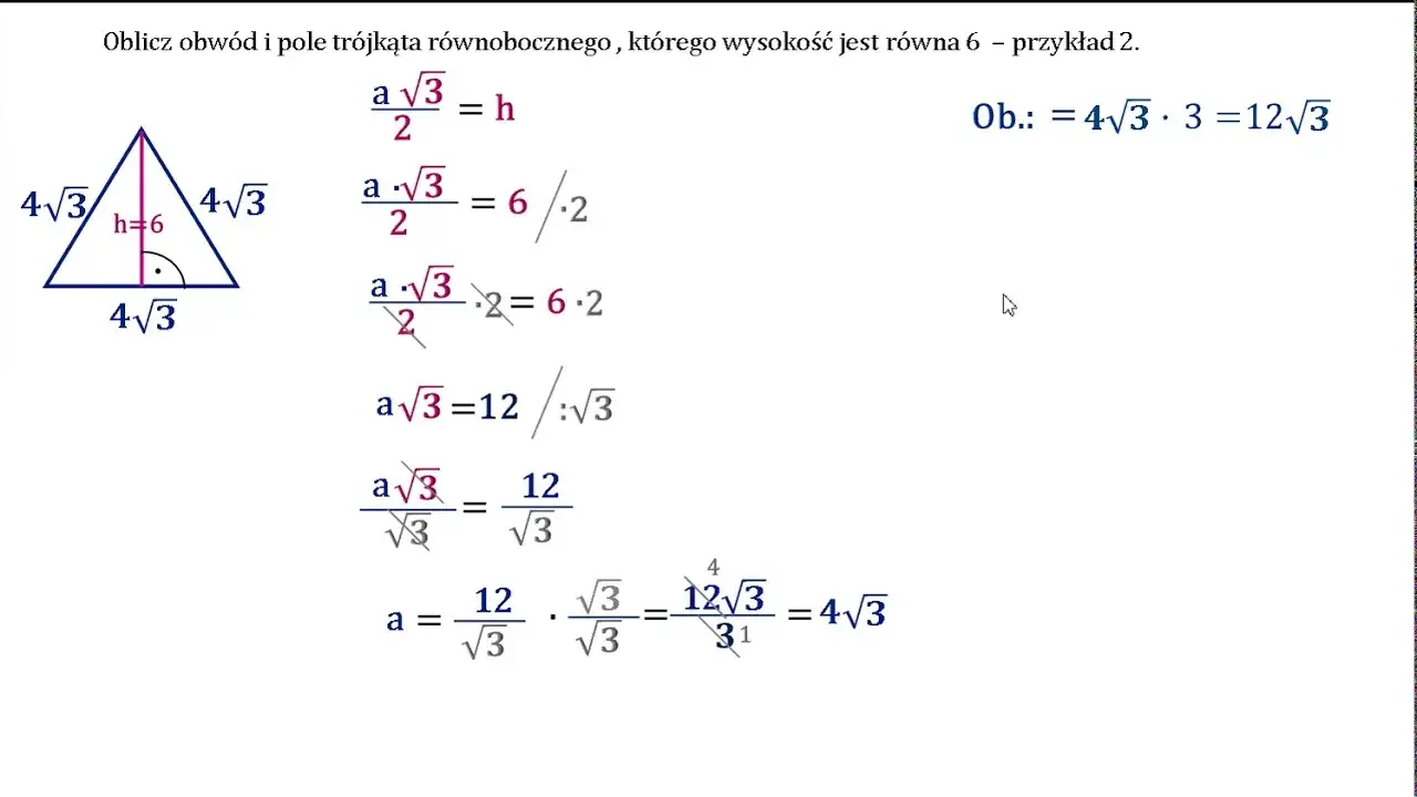 tr&oacute;jkąt r&oacute;wnoboczny wz&oacute;r na obw&oacute;d