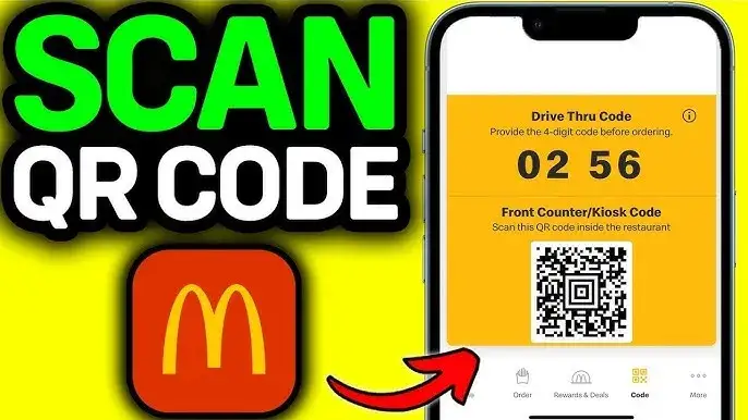 Ekran aplikacji McDonald's z kodem QR do kuponu