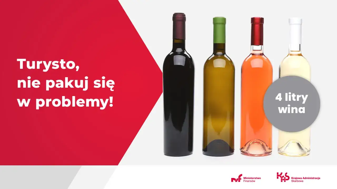 Turysto, nie pakuj się w problemy! Zamiast martwić się, ile papierosów można przewieźć do Danii, sprawdź limity na alkohol. Na zdjęciu 4 litry wina.