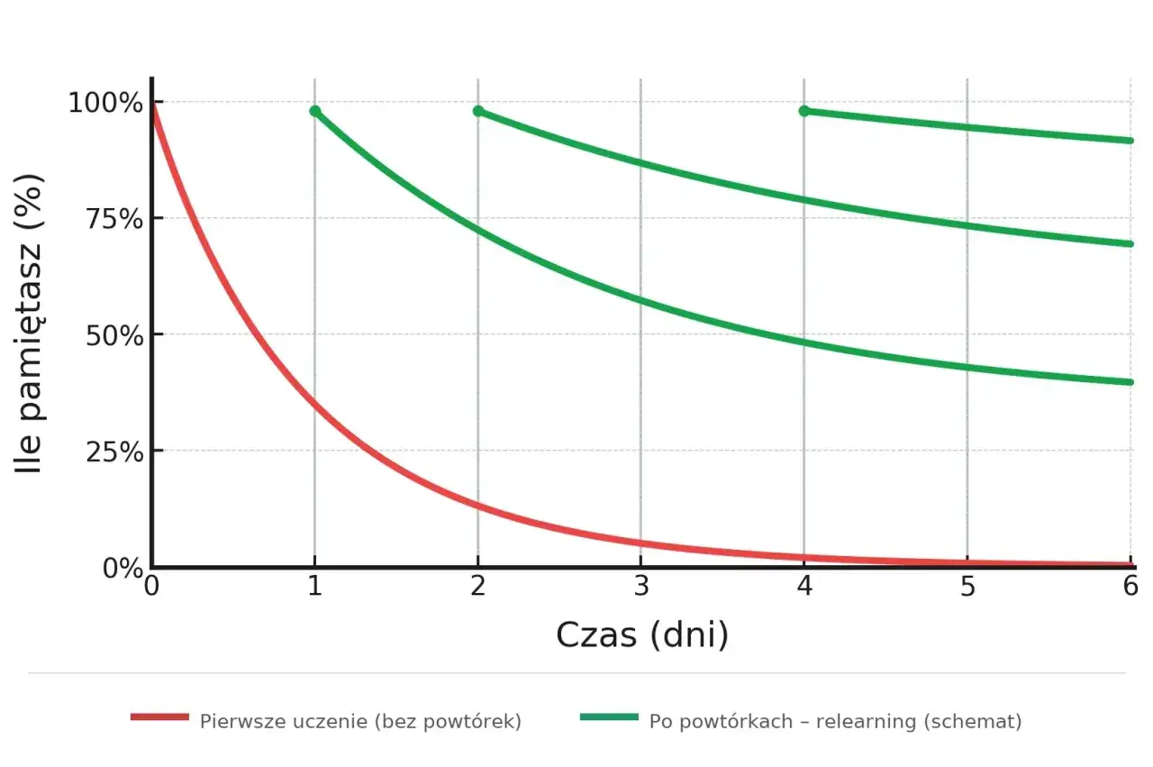 Krzywa zapominania Ebbinghausa grafika