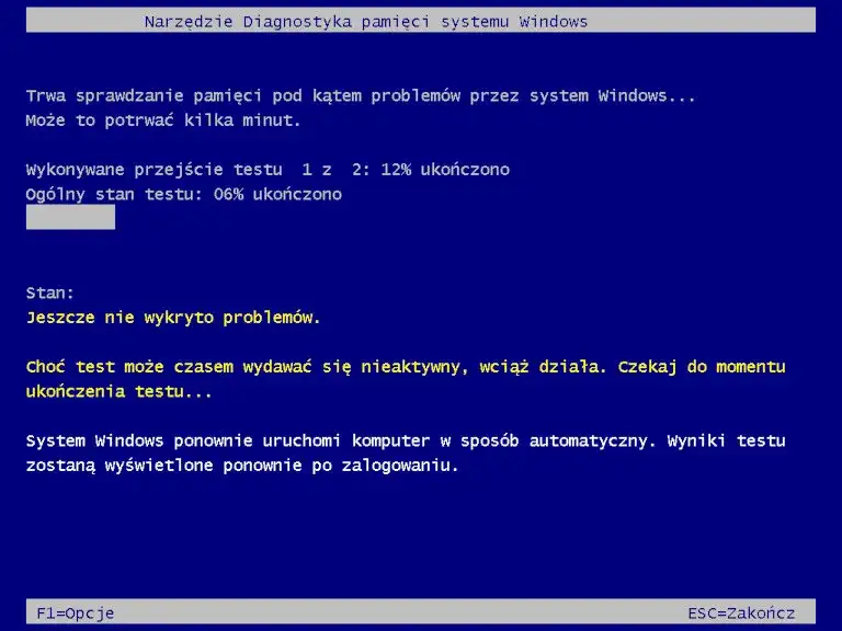 Narzędzie do diagnostyki pamięci systemu Windows