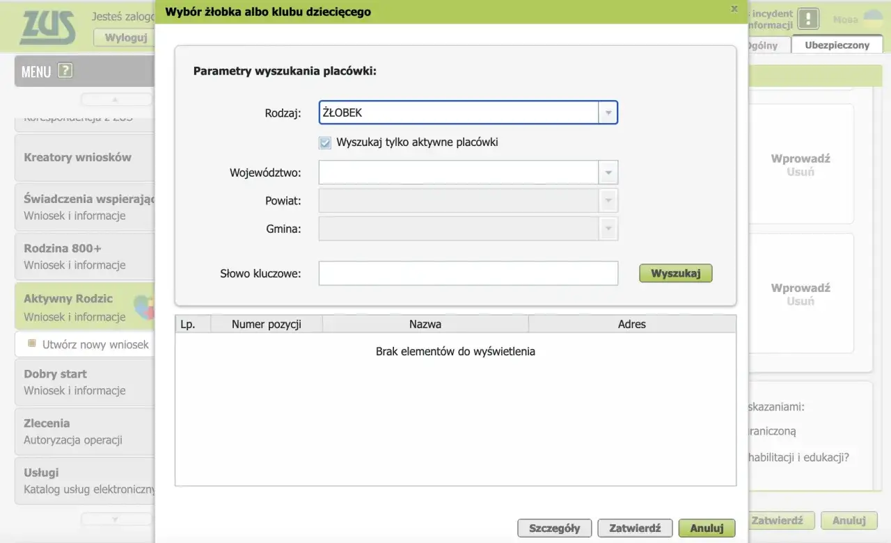 rodzic wypełniający wniosek online, ZUS Dobry Start