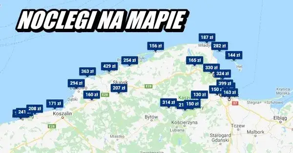 Mapa Polski Bałtyk tanie miejscowości noclegi