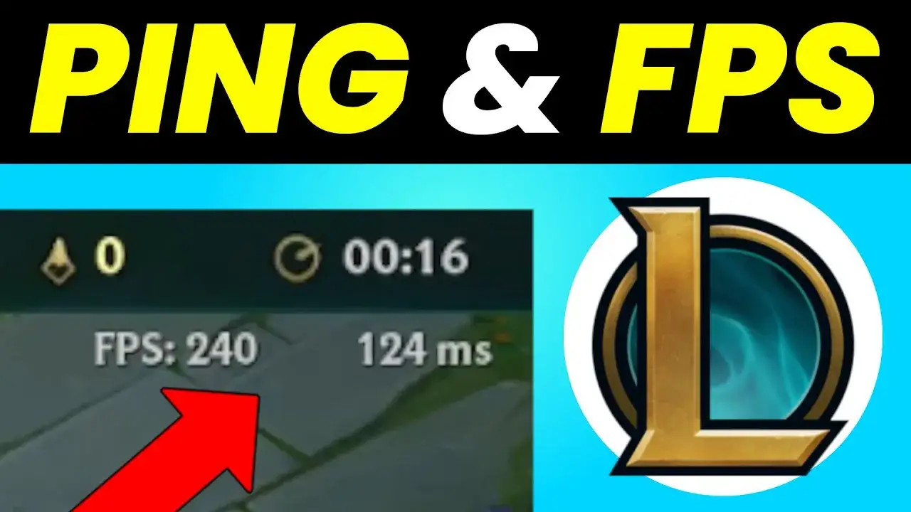 League of Legends gameplay with ping and FPS display