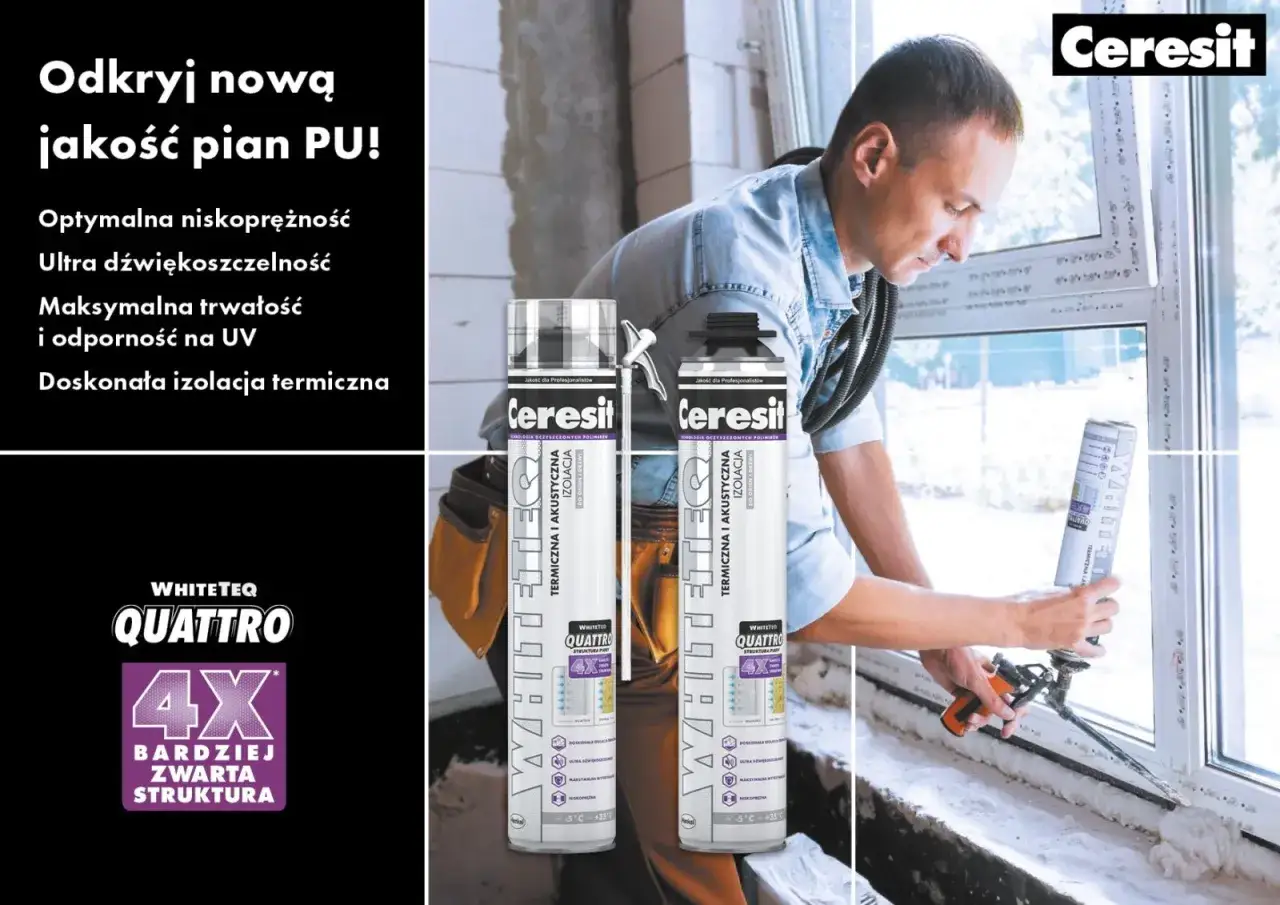 Pianka montażowa Cerrsit z technologią Quattro zapewnia doskonałą izolację termiczną i akustyczną, a jej zwarta struktura sprawia, że nie przepuszcza powietrza.